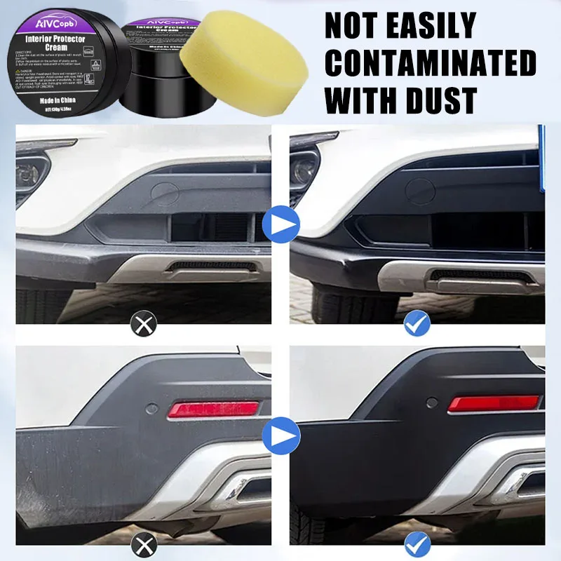 Автомобильный восстановитель пластика, кристально чистый автомобильный интерьер, обновление кожи и панели, восковое покрытие, средство обратно в черный глянцевый автомобильный воск-лак