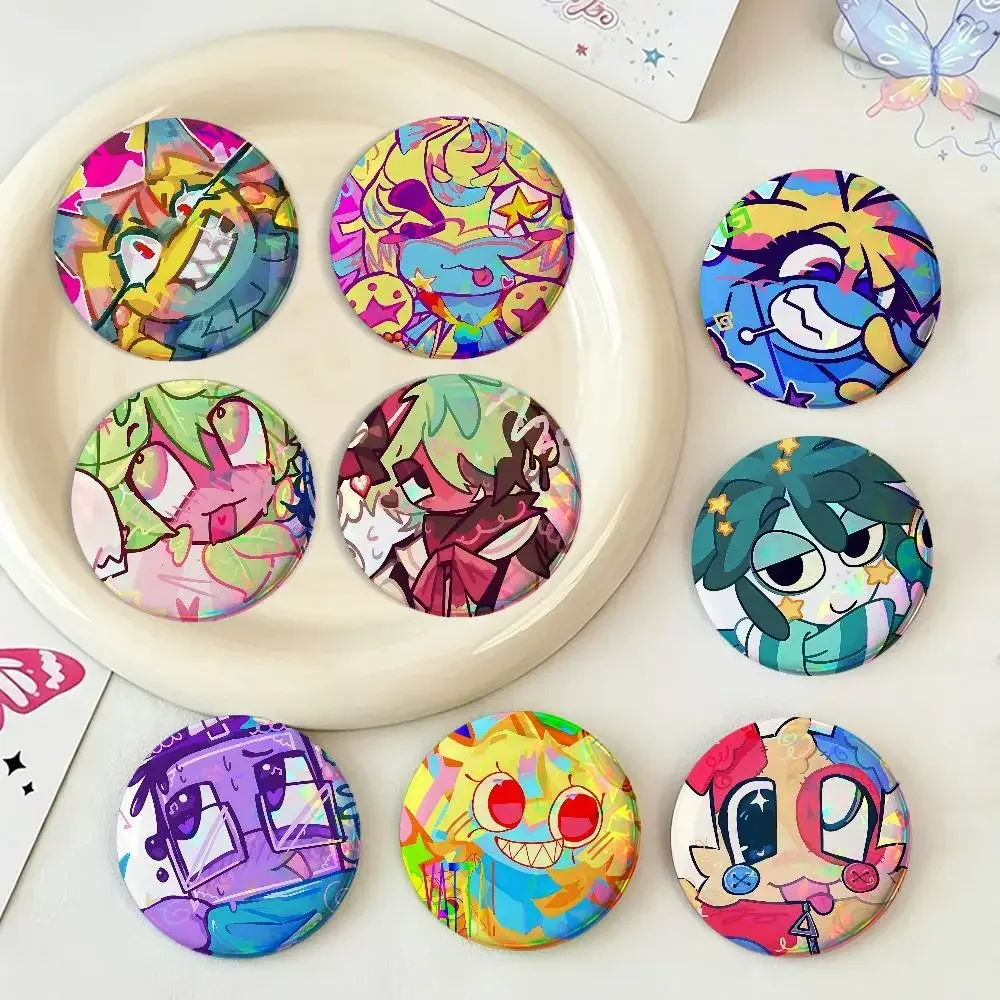 Horror Game D-Dandys World Sprout For Badge Fashion Laser Holographic Effect Badge Custom Design Metal Brooch For Backpack Decor
