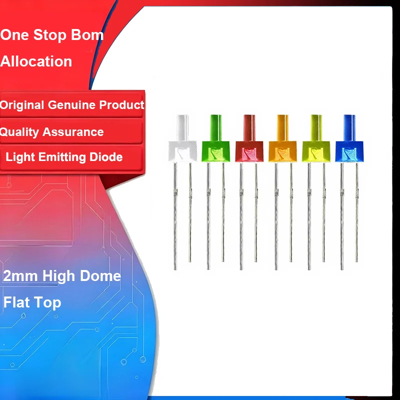 20pcs 2mm High Dome Flat Top Tower Type LED Indicator Diode Nipple Flat Top Red Yellow Blue Green White Orange LED Light Lamp