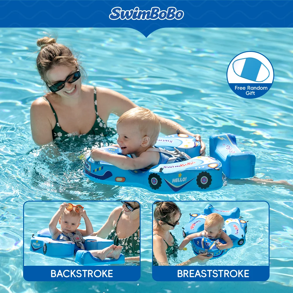 Inflatable-Free Baby Swimming Ring, Dual Mode Lay-Back & Tummy Float, 6-24M Toddler Pool Toy, Safe Buoy for Home Bath & Travel