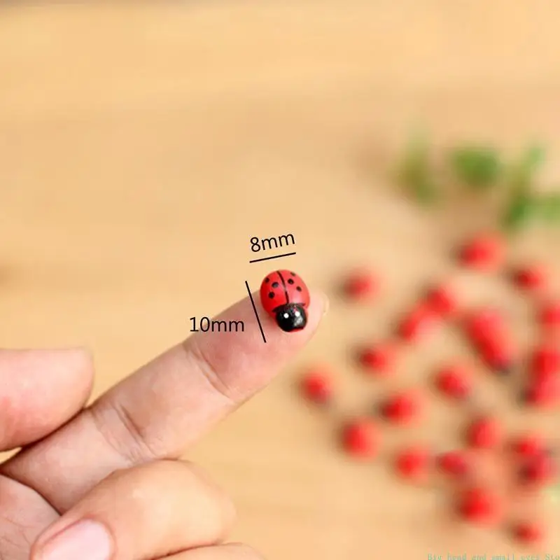 581C 10Pcs Mini Ladybird Red for Doll House Garden Decor Ornament