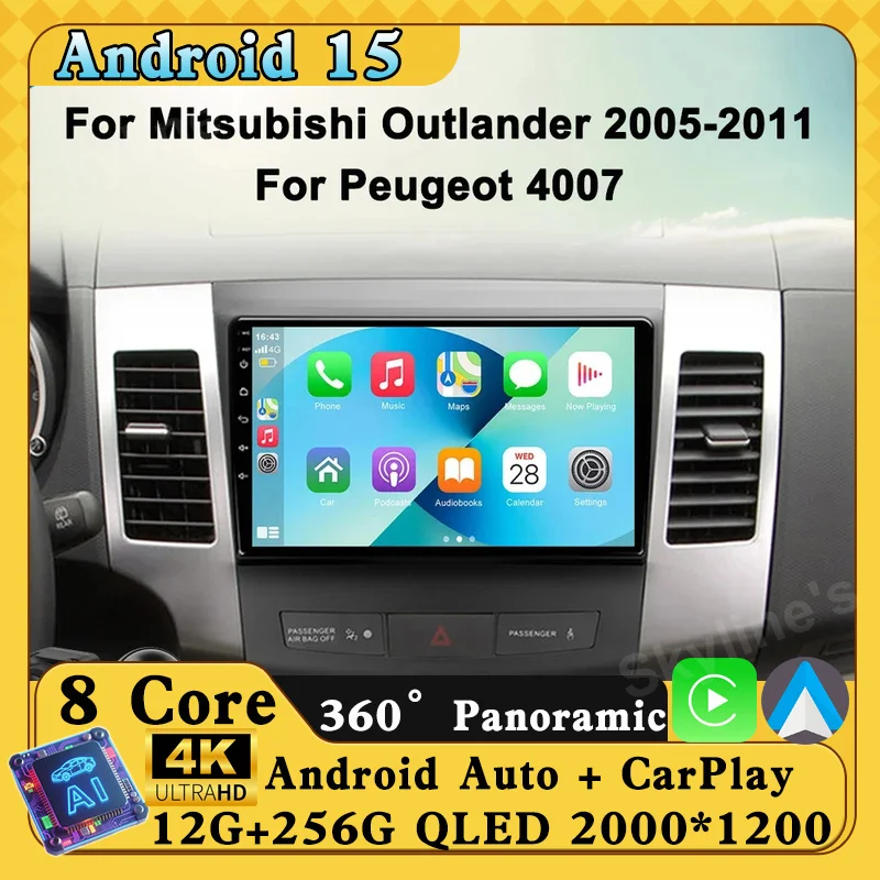

2 Din Android 16 Car Radio Multimedia Player For Mitsubishi Outlander 2006-2011 Peugeot 4007 Citroen C-Crosser Carplay Gps
