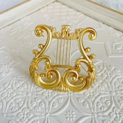Vintage Golden Harp Brooch Jewelry Musical Suit Pin For Cardigan Sweater Retro Gift Items