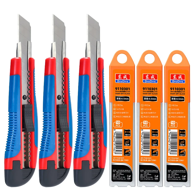 Utility Knife with Plastic-Coated Handle - Snap-Off 18mm CK75 Steel Blade,  Comfort Grip & Durable for Industrial & Home Use