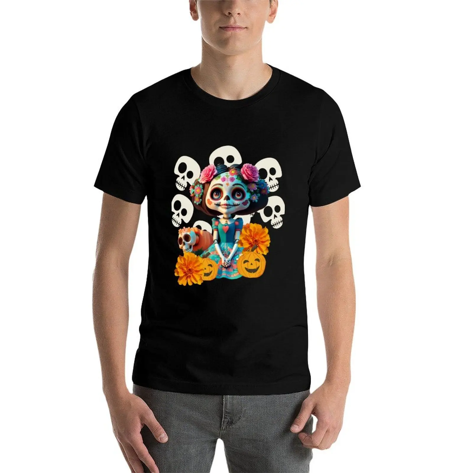 

Catrina Mexican Doll T-Shirt cotton t shirts high quality man t shirt graphic T-Shirt