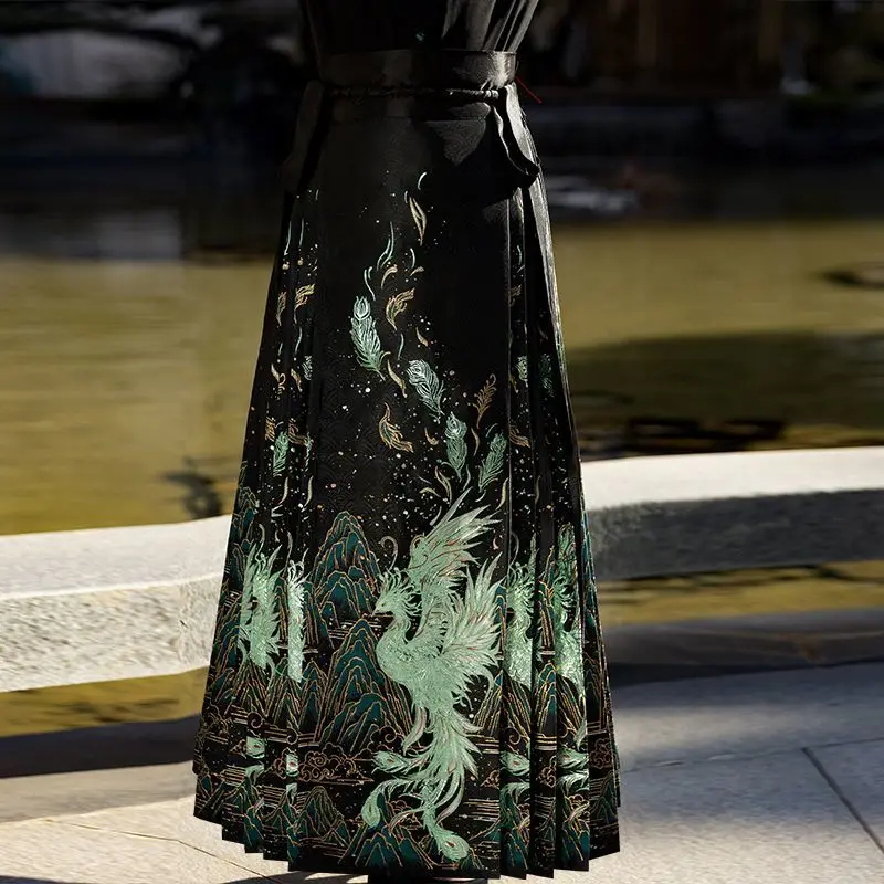 Ming Dynasty Style Hanfu Jacquard Improved Horse Face Skirt New Chinese Style Petite Chinese Wind Daily Out Women Skirt