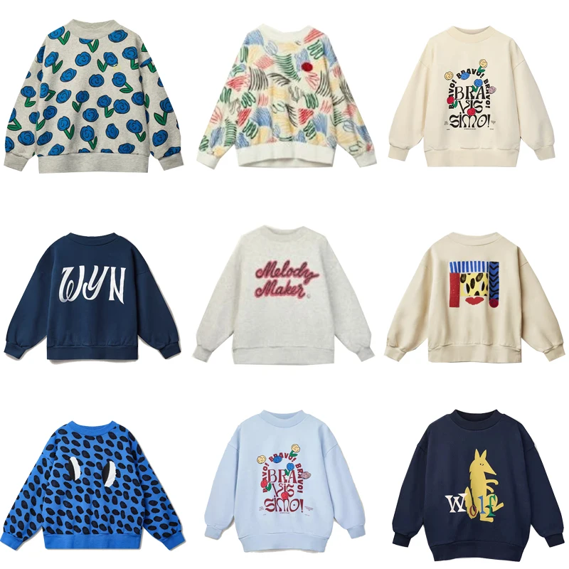 

kids sweaters 2025 new autumn wyn boys girls cute print sweatshirts child cotton outwear tops clothing