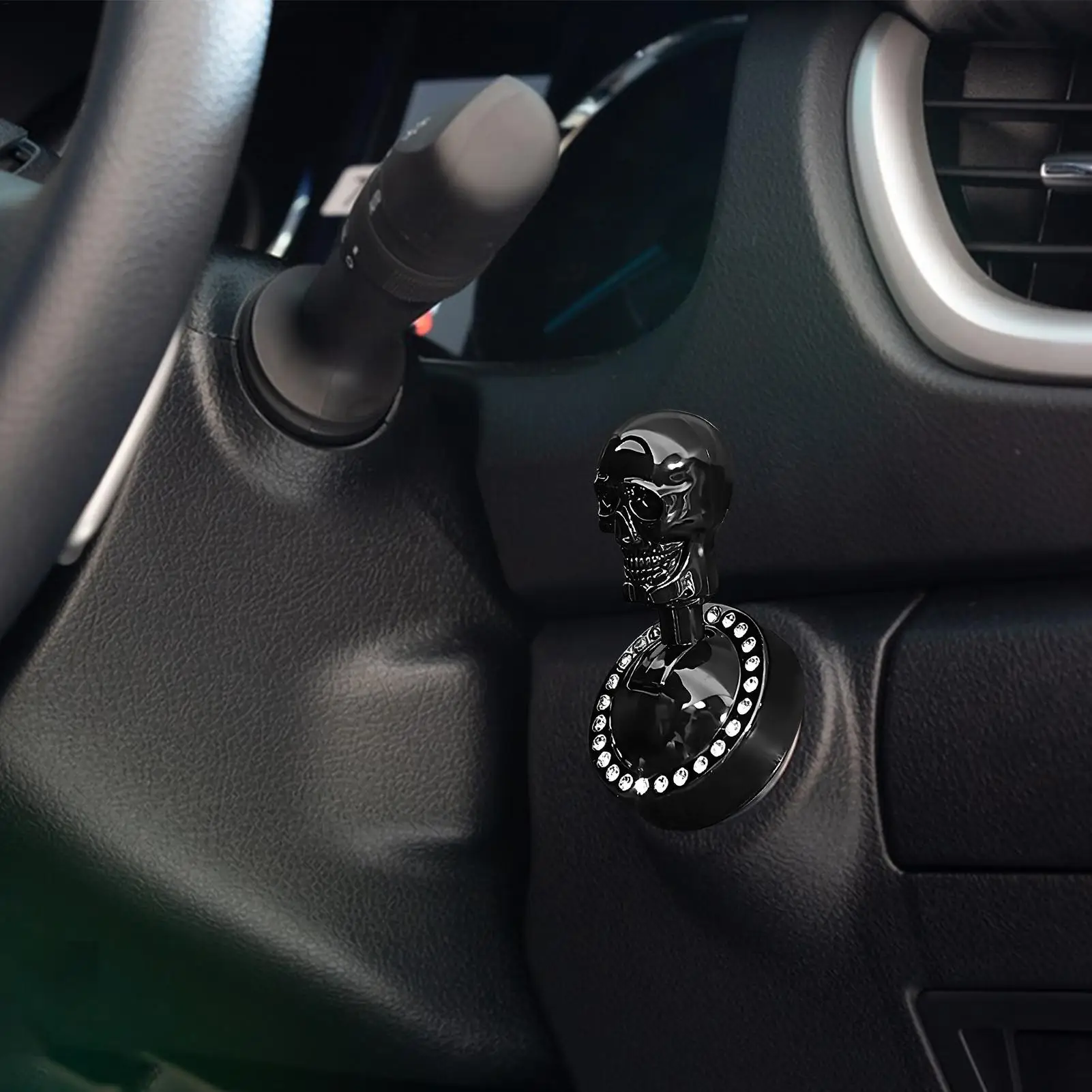 Button Start Car Shift Knob Gothic Metal Skull Universal Lever Push Start Button Cover For Trucks RVs Boats Vehicle Engine view 3