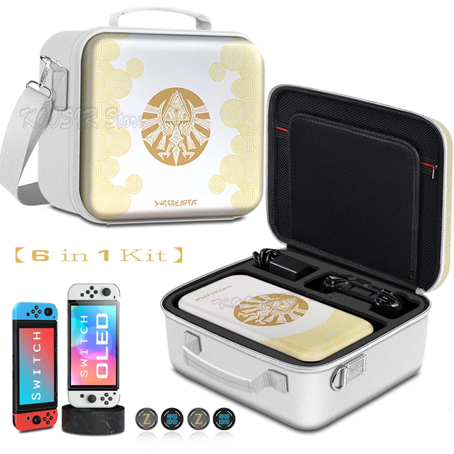 SwitchOLED Tears of The Kingdom Theme Carrying Case Hard Cover Shell Storage Shoulder Bag for Nintendo Switch OLED Accessories