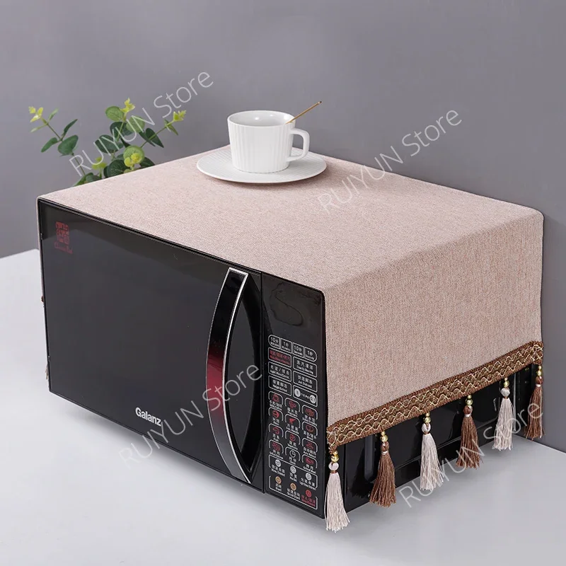 Solid Color Dustproof Microwave Oven Cloth Dust Covers with Storage Bag Microwave Oven Covers Kitchen Supplies