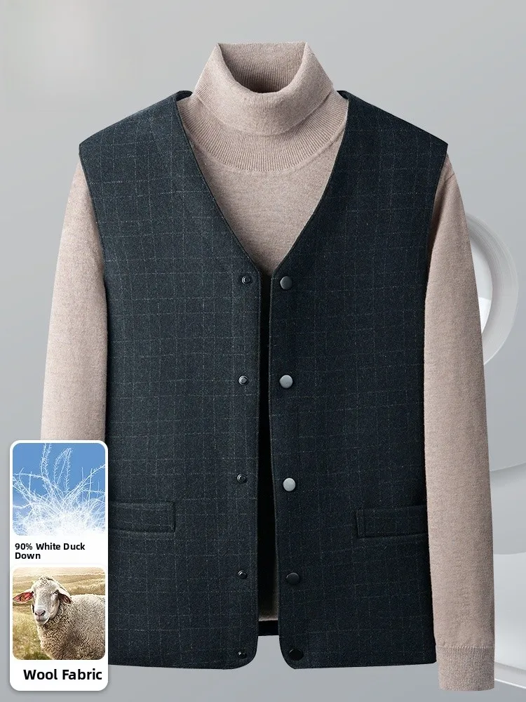 

Pierre Cardin Men's Woolen Vest Warmth Middle-aged Autumn Winter down Quilted Du down Vest Busin Gentleman Sle Regular...