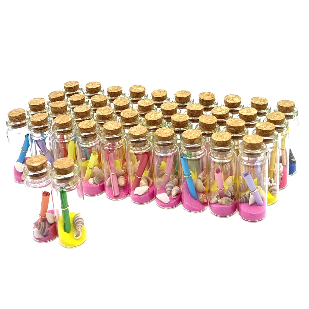 10ml Glass Bottles Cork Stoppers DIY Decoration Mini Glass Vials Cork Message Glass Bottle Vial Cork,Small Glass Bottles 42PCS