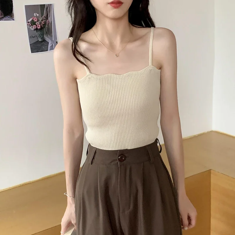 Koreanisches Einfaches Inneres Schichtungs-Tanktop, Lässiges Alltags-Top, Retro Koreanischer Stil, Gestricktes Damen-Camisole, Sommer 2026 Ärmelloses Slim-Fit-Oberteil – Detail 18