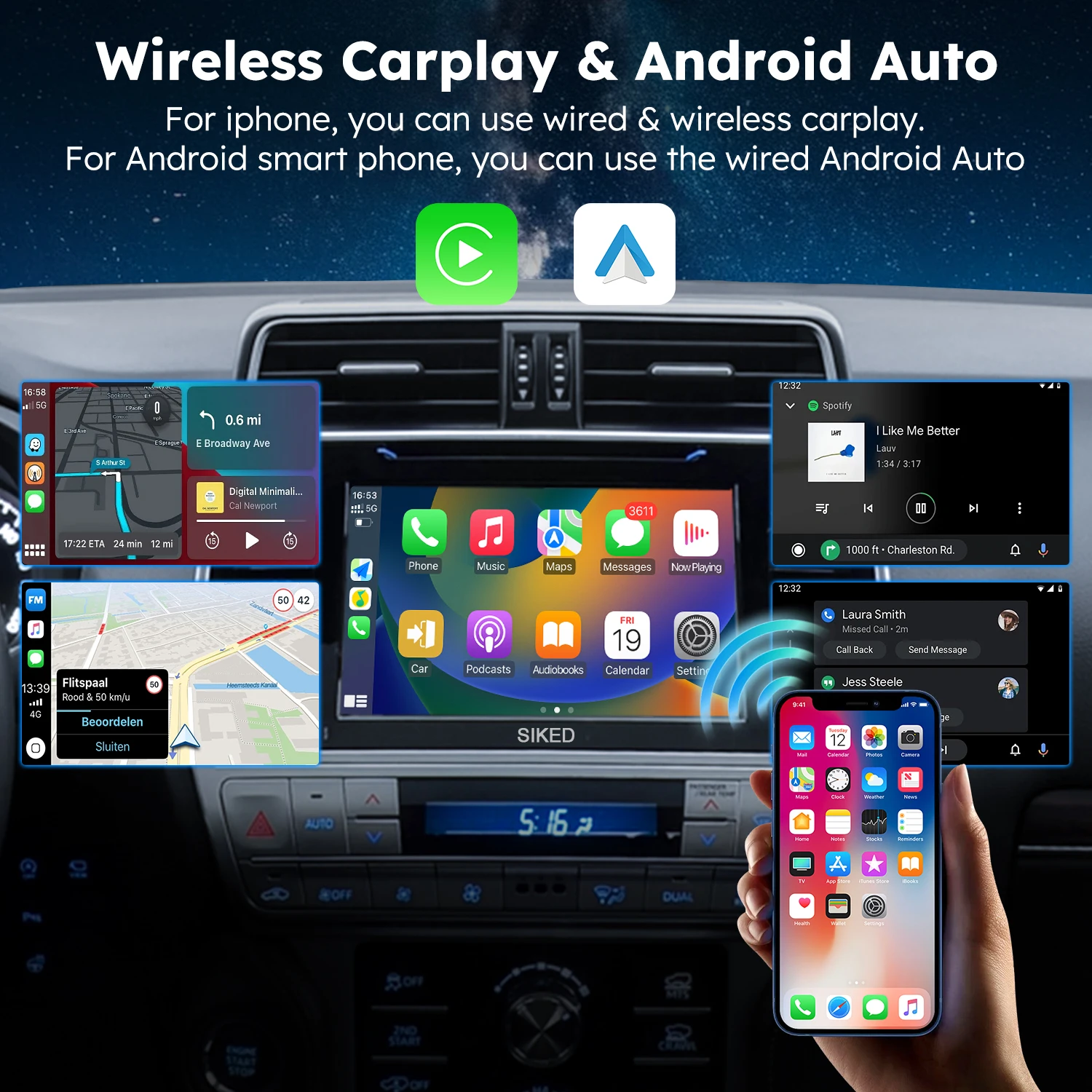 SIKED Navigation apparatus Android 12 Car Navigation apparatus for Tacoma 2005-2015,Wireless Carplay&Auto Support GPS Navigation