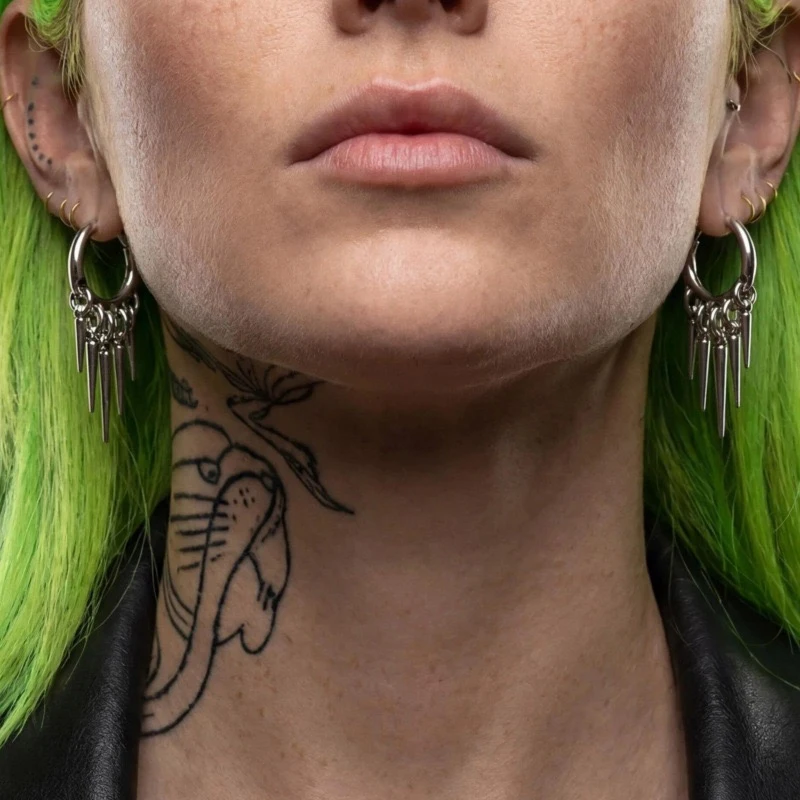Punk Mode Edelstahl Nieten-Ohrringe Damen Hosen-Accessoires E-Girls Grunge Rock Coole Goth Ohrringe Schmuck – Detail 2