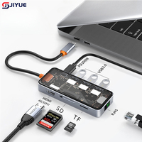 Transparent TYPE C 6/8-in-1 Docking Station USB C Hub with 4K/60Hz, 100W PD,USB 3.0 ,RJ45 1000M,SD/TF Reader for Phone Laptops