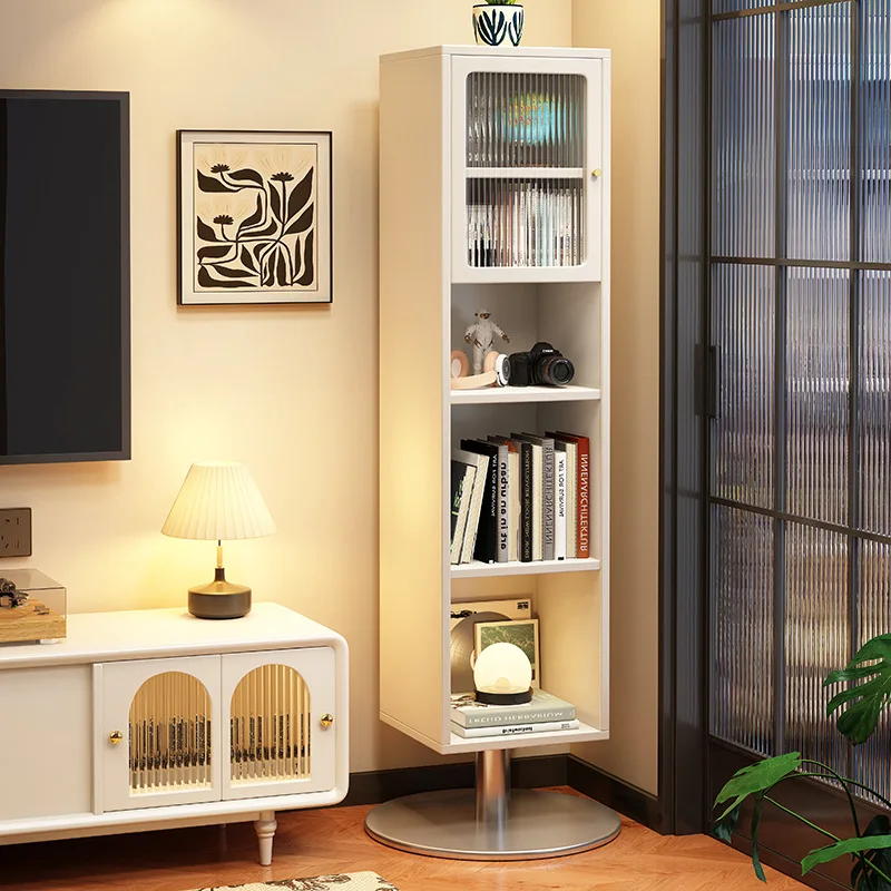 Solid wood rotating bookcase full-length mirror integrated living room floor-to-ceiling vertical locker secretary magazine rack
