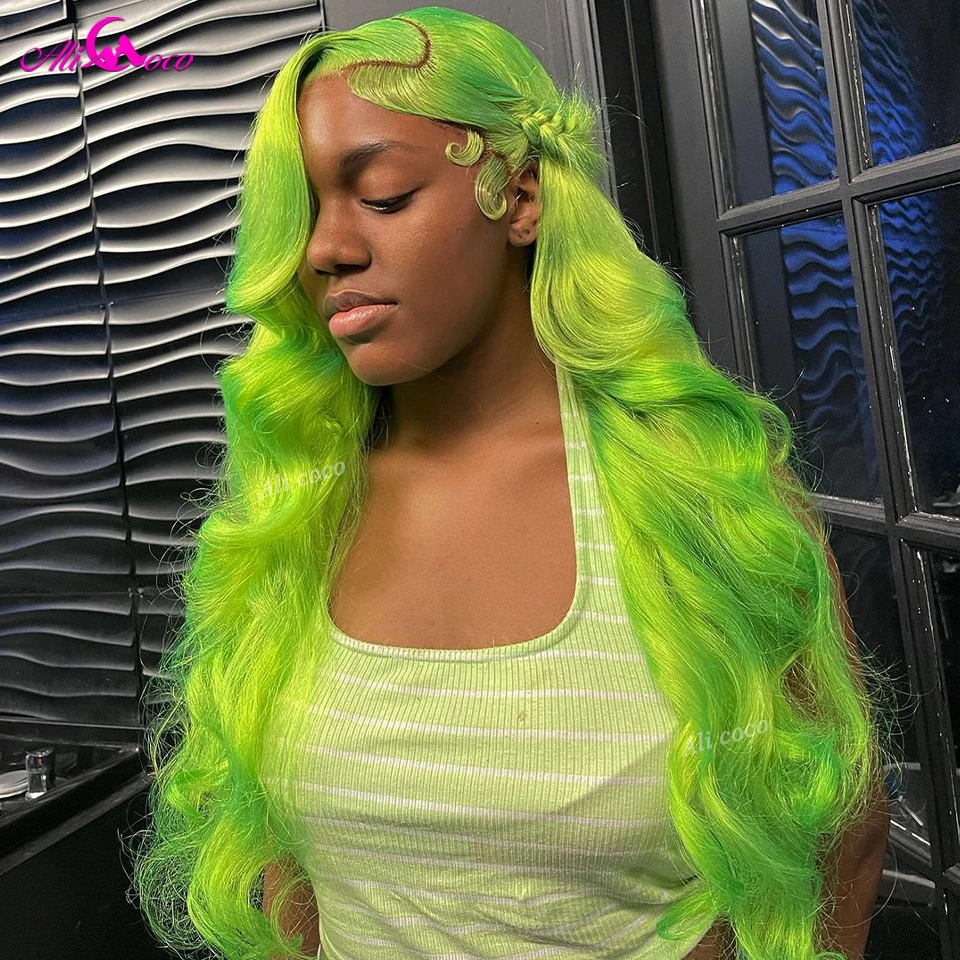 

13x6 Lace Front Wig Light Green 13x4 Transparent Lace Front Human Hair Wig Brazilian 613 Colored Body Wave Lace Frontal Wigs