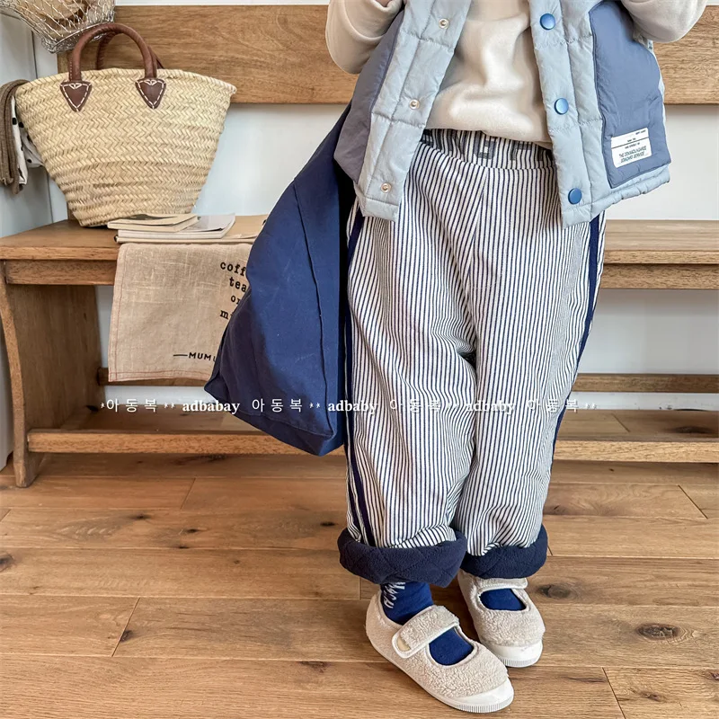 

2025 children's clothing autumn and winter children's Korean version winter velvet Harlan pants girls and boys casual pants 1236