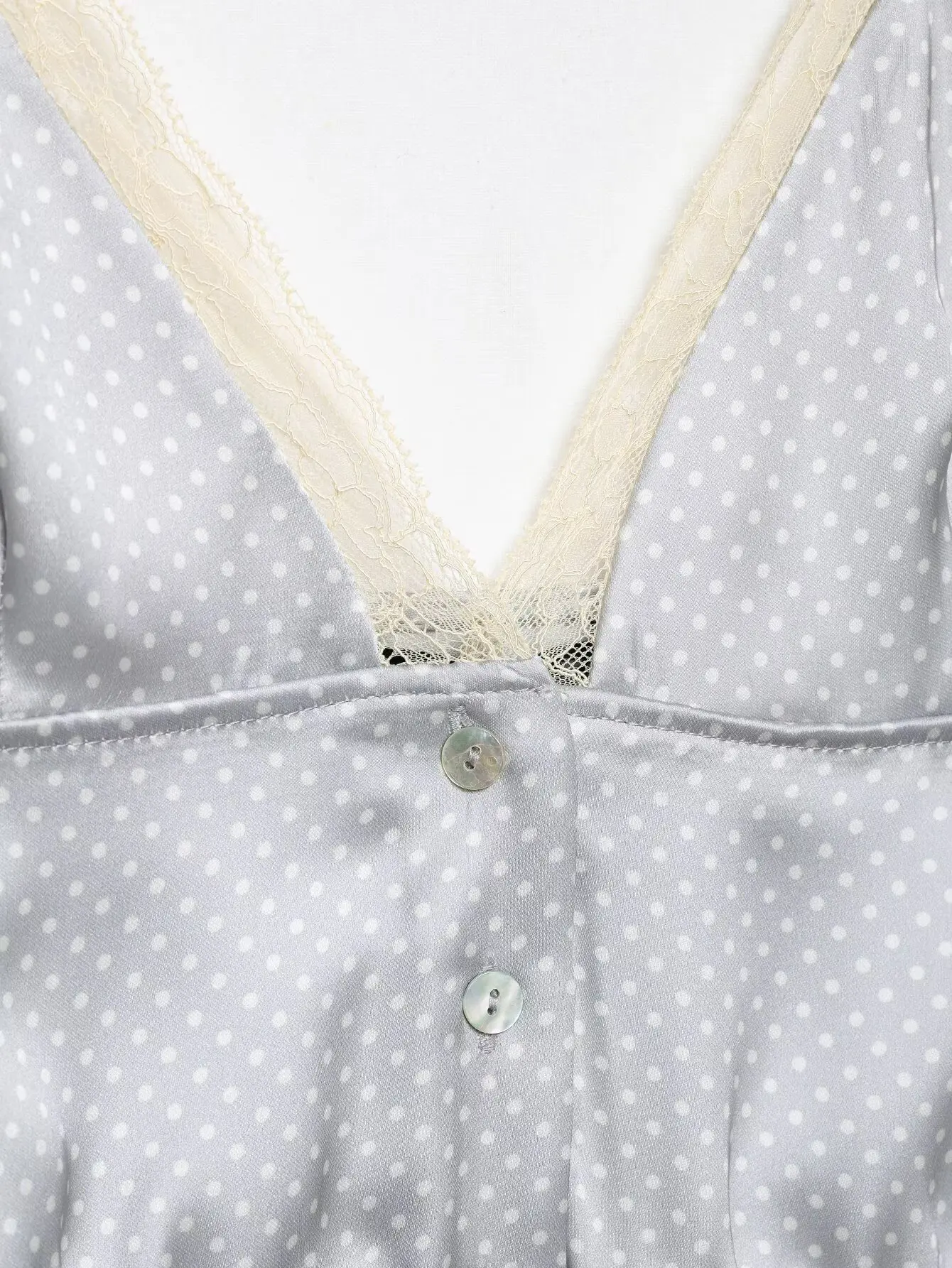 HH Polka Dot Satin Cami Top für Damen 2026 Sommer Spitzenbesatz Spaghettiträger Peplum Top Elegant Alltag Urlaub Strand Loungewear – Detail 9
