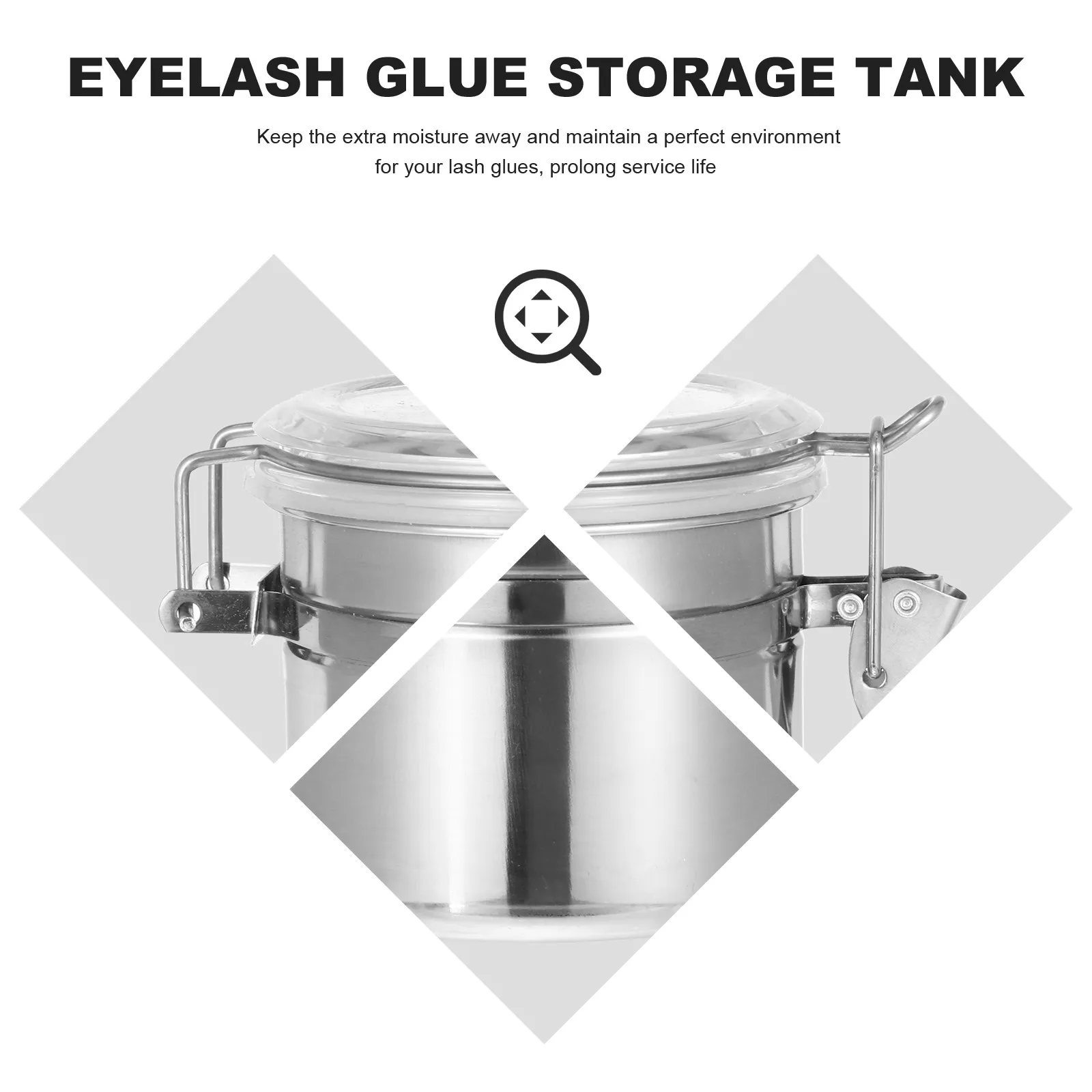 Lash Airtight Stainless Steel Glue Storage Tank Leak Proof Sealed Container Large Capacity for Eyelash Extension Studio Home