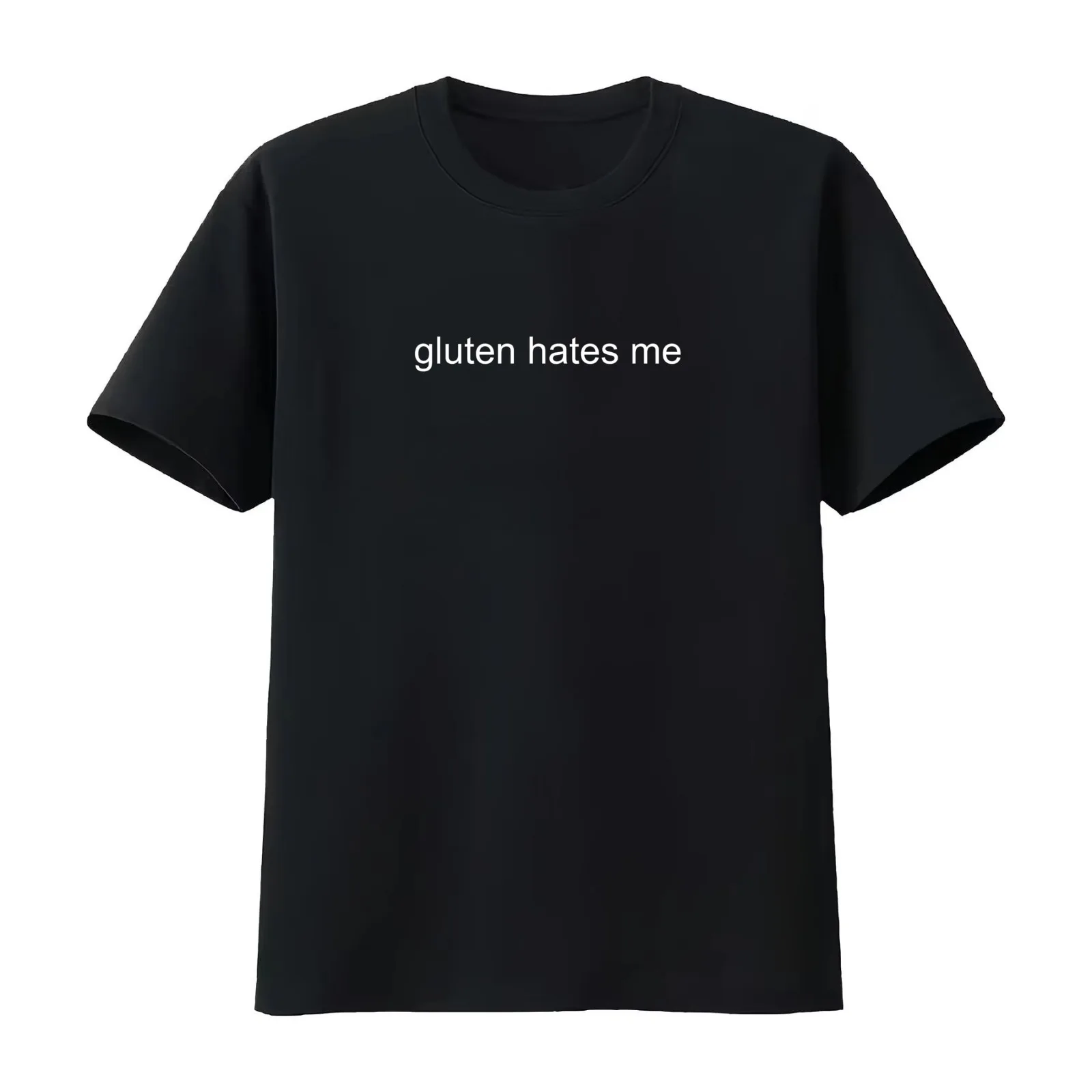 gluten hates me T-Shirt Summer Casual Cotton Tee Oversized Streetwear Tops Vintage Graphic Print Loose Fit Short Sleeve