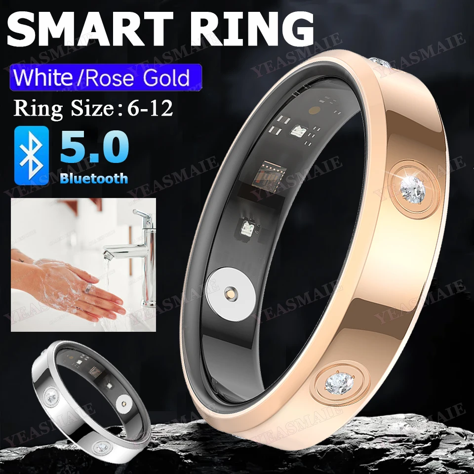 

Diamond Fashion Women Smart Ring IP68 Waterproof Lady Ring Heart Rate Sleep Health Monitor Sports Pedometer Fitness Rings New