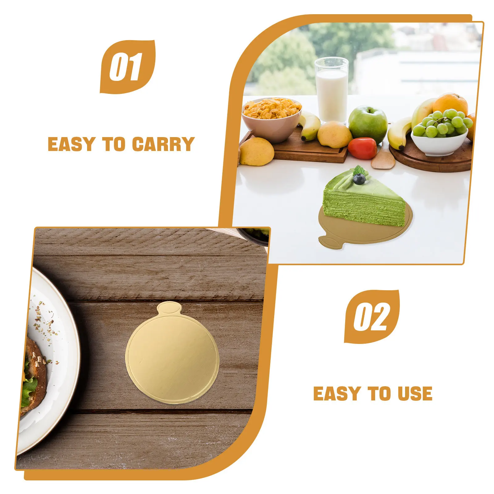 50Pcs Cake Cardboard Round Boards Mini Thickened Golden Cake Base Trays for Birthday Wedding Party Dessert Display Supplies - view 5
