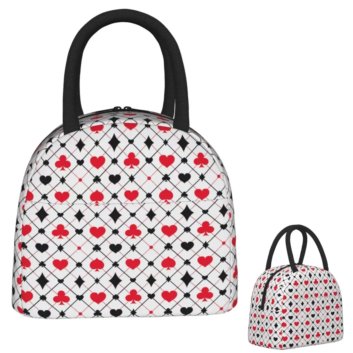 Playing Cards Poker Print Insulated Lunch Bag for Women Kids Leakproof Food Boxes Thermal Lunch Box Tote