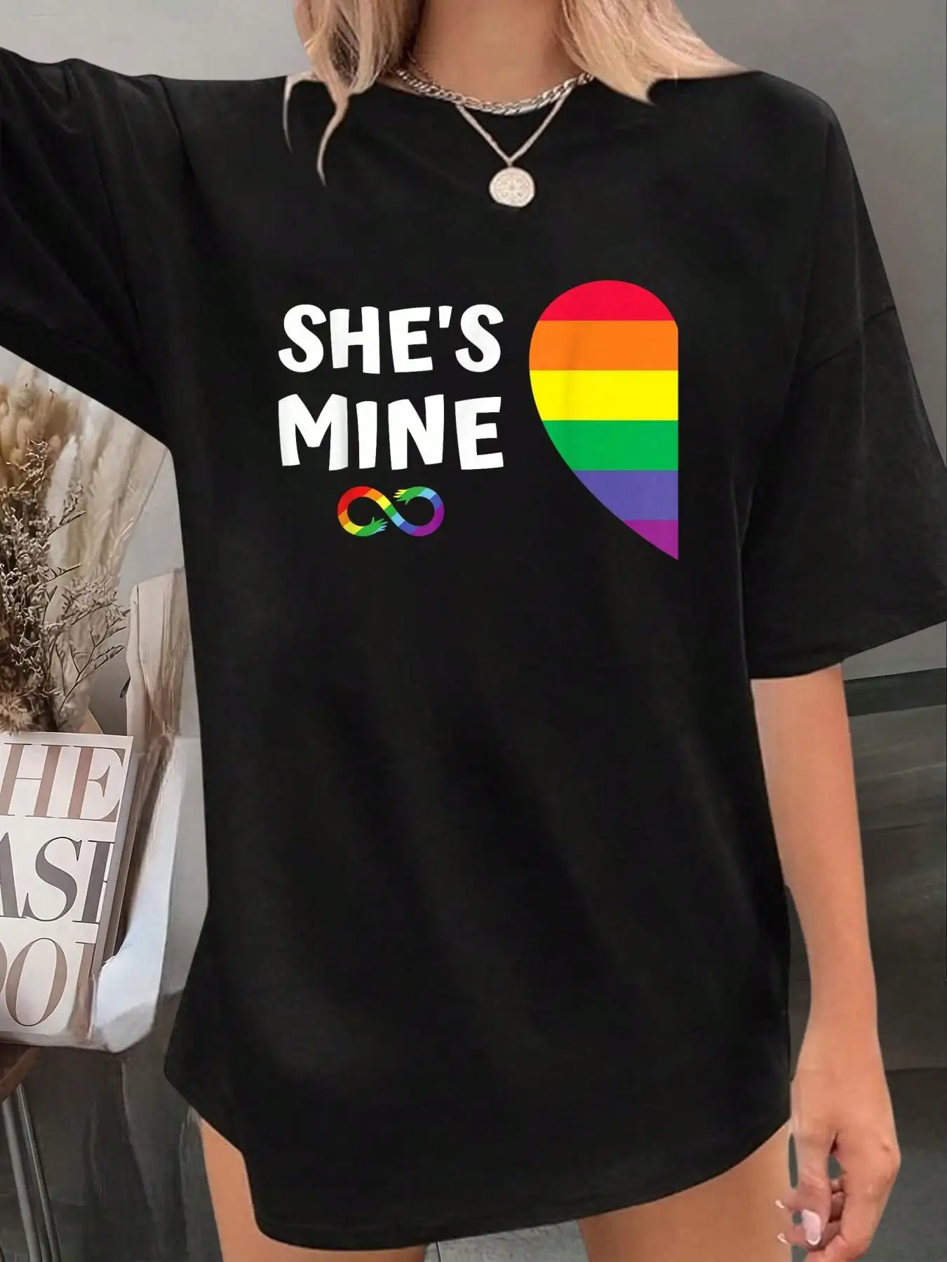 Im Hers Shes Mine Matching For Pride Lesbian Couples LGBTQ T-Shirt - Graphic Tees Festival Outfits For Women, Tops For Summer, Top De Mujer Women Summer Clothes