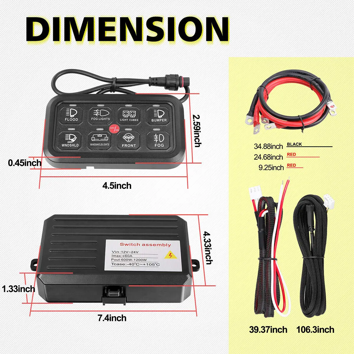 Panel de interruptor de 8 bandas, relé de luz LED, caja de Control de circuito, coche, barco, marino, 12V, 24V