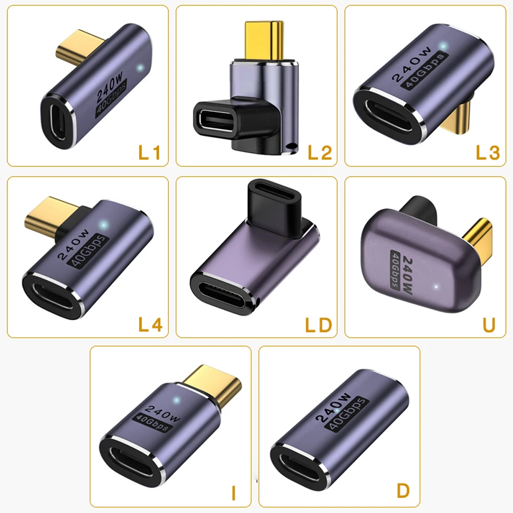 UGOURD USB4 adaptor USB C ke USB C Thunderbolt 3/4 40Gbps kabel ekstensi OTG adaptor tipe C konverter laki-laki ke Perempuan untuk Laptop