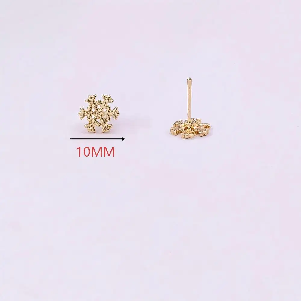 New 10MM 10pcs  Minimalist Fashion Sweet Alloy Snowflake Earring Base Connector DIY Earring Handmade Material Accessories