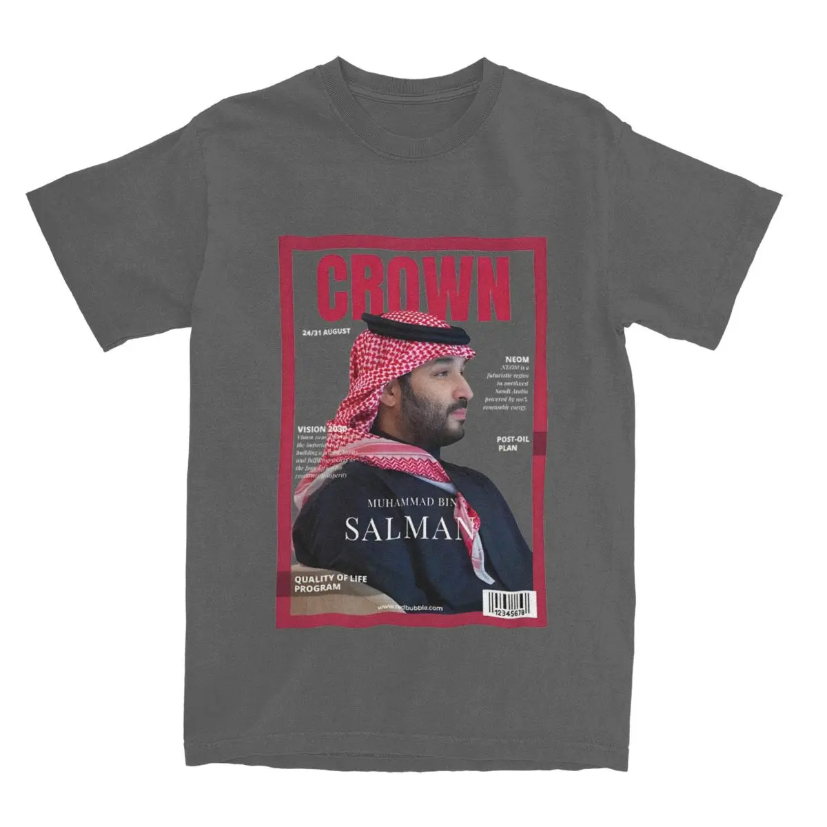 الصيف جولة الرقبة أزياء نمط زائد حجم الملابس تاج الأمير MBS تي شيرت للرجال المملكة العربية السعودية متعة القطن تي شيرت