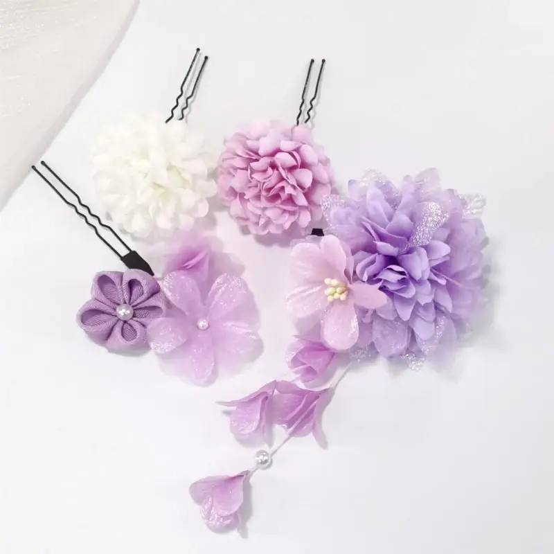 

652F Tsumami Floral Japonism Hairpin Flower Traditional Kimono Hair Jewelry