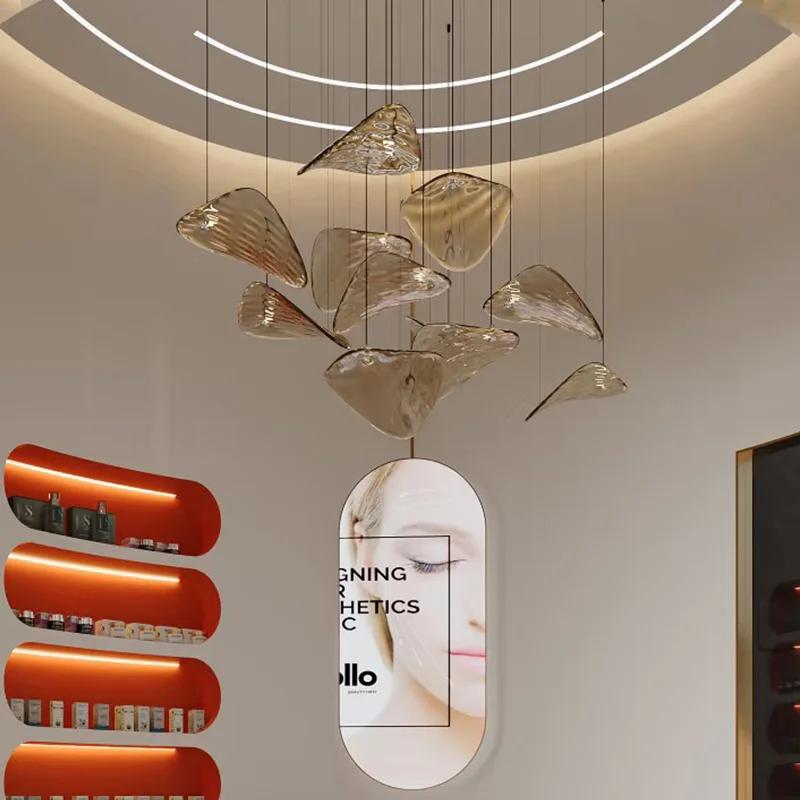 

Современная скандинавская люстра из прозрачного стекла, подвесной светильник с регулируемой яркостью для столовой и виллы, модный декор для потолок