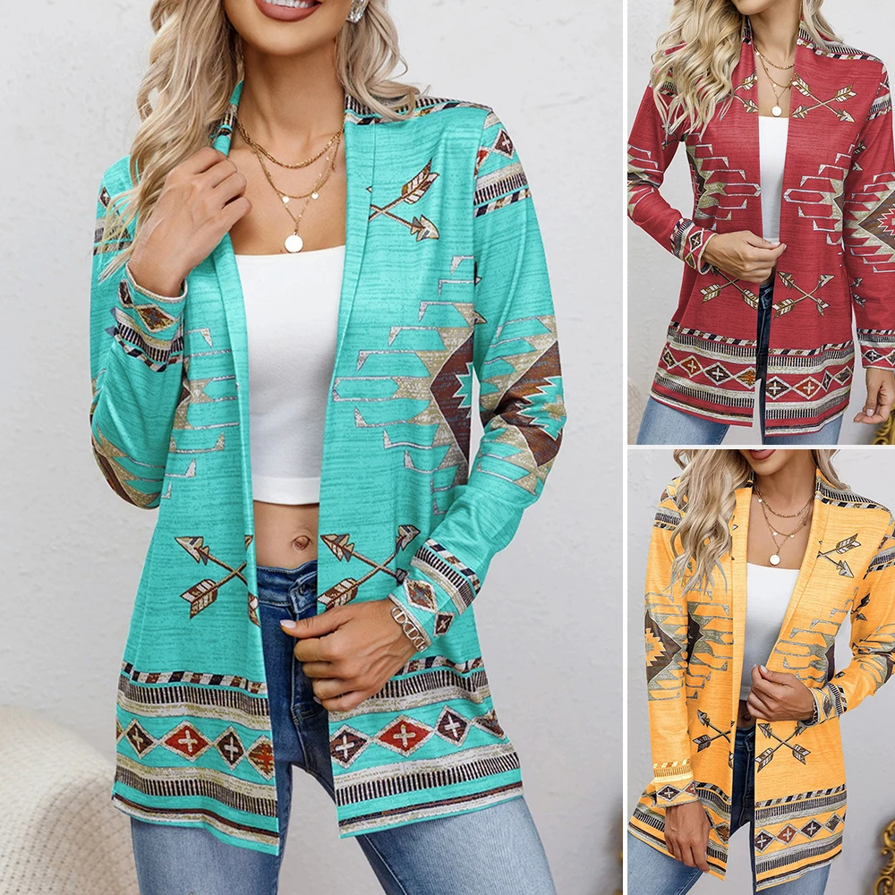 

Mia Muse Boutique, женские осенне-зимние куртки 2025 года, скромные модные куртки обычного кроя с длинными рукавами и открытой строчкой с принтом