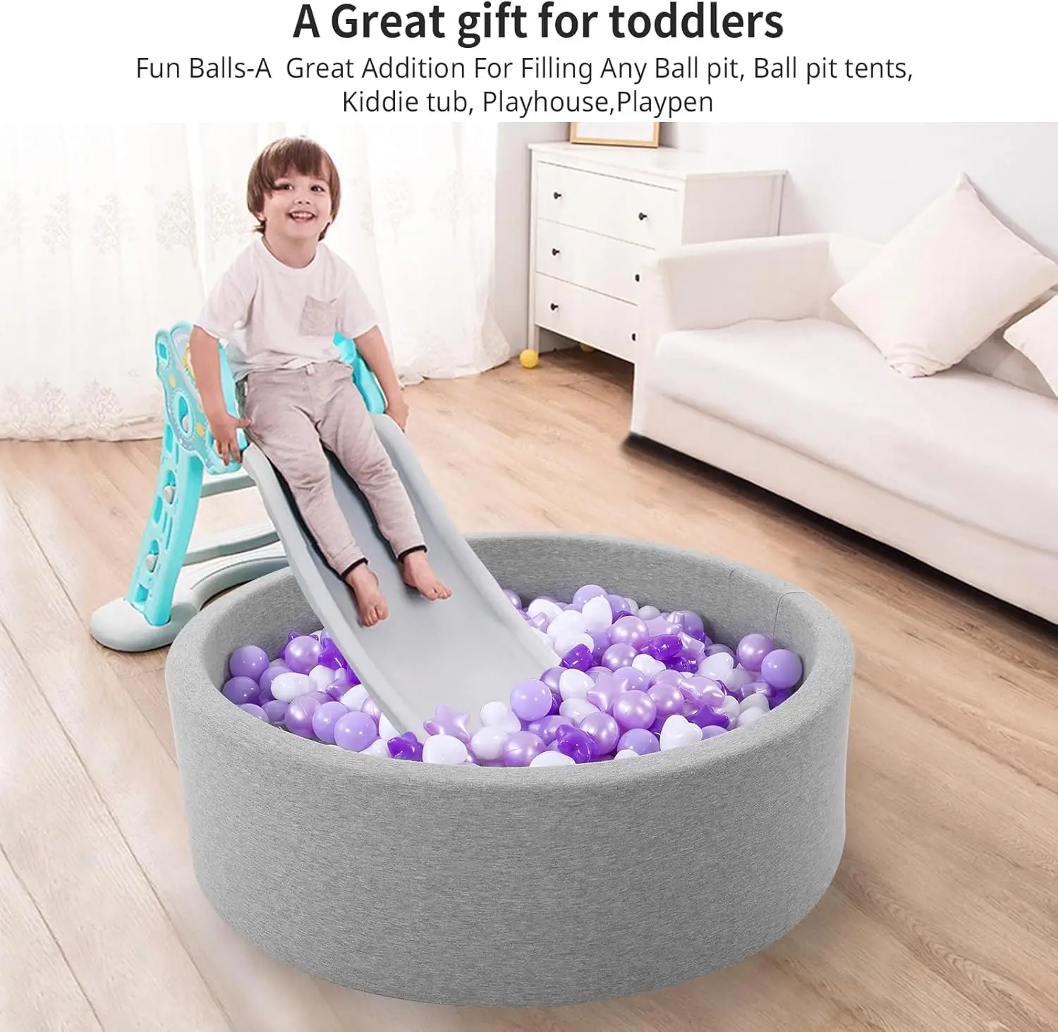 Ball Pit Balls 200 Purple Plastic Balls for Toddlers Phthalate Free BPA Free Crush Proof Balls in Reusable Play Toys for Kids