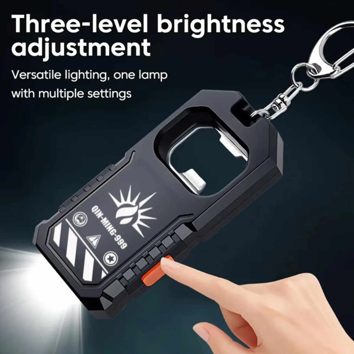 Super Bright Portable COB Keychain Work Flashlight Type-C Rechargeable Torch with Hook and Bottle Opener Outdoor Camping Lantern