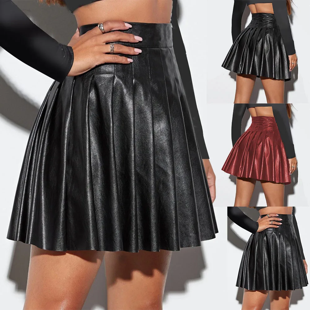 여성용 스커트 올 시즌 데일리/클럽 매력적이고 편안한 하이 웨이스트 고품질 PU 다용도 세련된