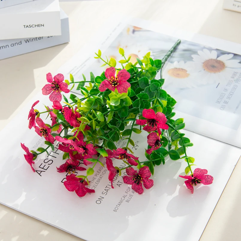 Kunstbloem Plant Eucalyptus Violet Bruiloft Kerst Decor Huis Vaas Tuin Binnenplaats Bonsai Festival Feest Diy