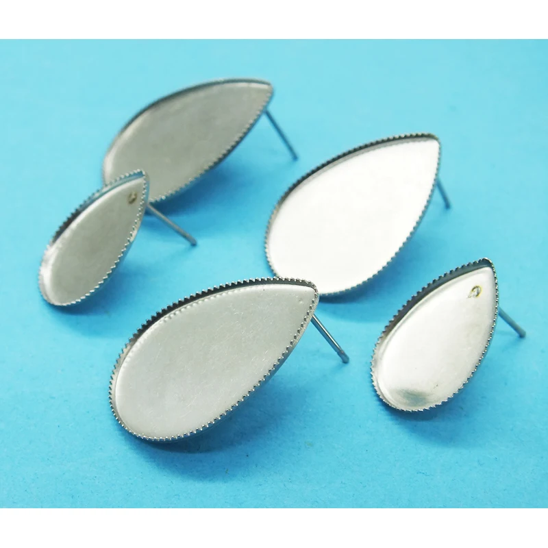 

Factory wholesale! !! 200PCS stainless steel, water droplets blank base care earrings