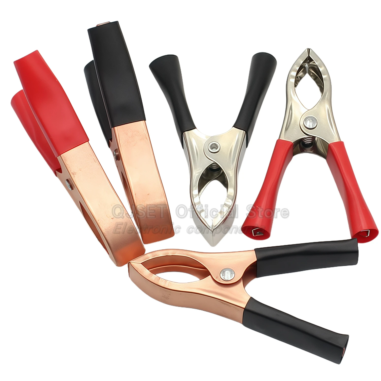 10pcs 30A Crocodile Spring Clamp Red & Black Automotive Battery Clamps Alligator Charging Clips Voltage Testing Tool Accessories