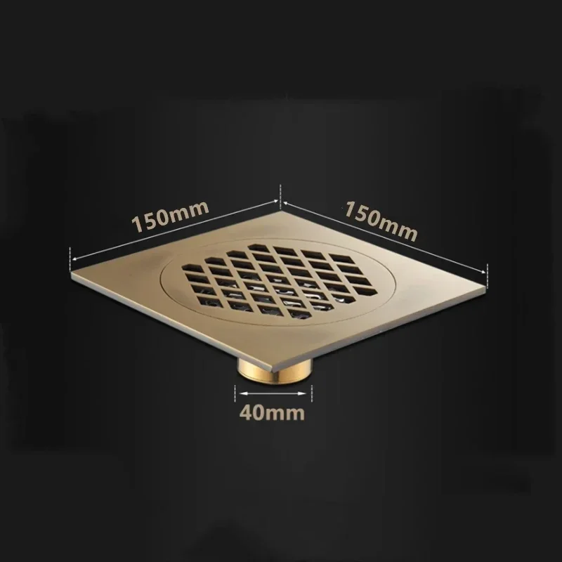 15*15cm Honeycomb Style Antique Brass Bathroom Shower Floor Drain Wire Strainer Art Carved Cover Waste Drain