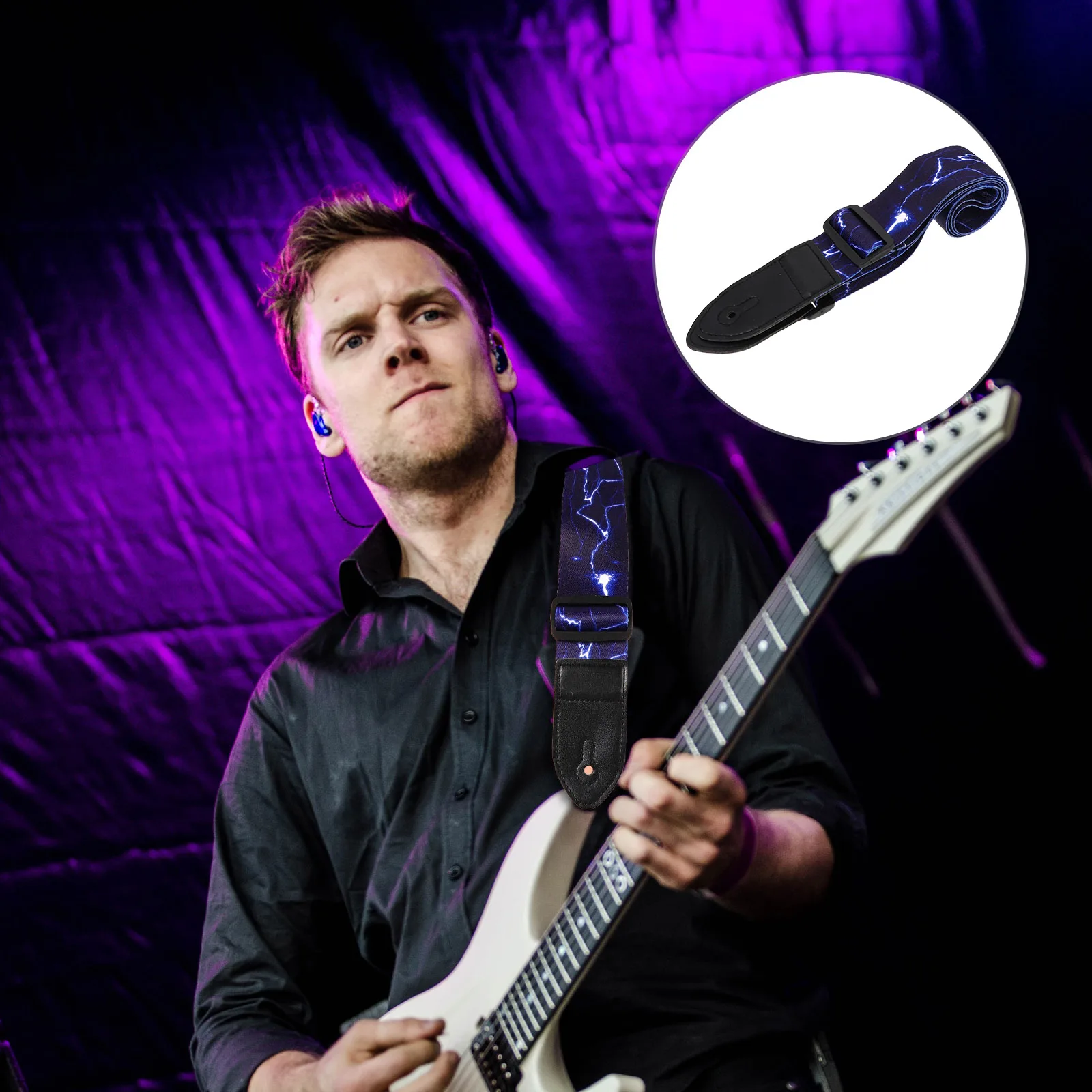 

Adjustable Guitar Shoulder Sling For Electric Acoustic Guitars Durable Ends Breathable Comfortable Guitar Strap Bass