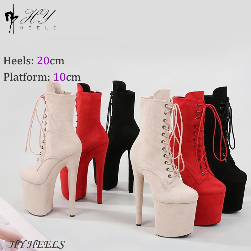 Fast Shipping Faux Suede Stripper Platform Shoes EU35-44 Larger Size Sexy Extreme Heels Exotic Pole Dancing Ankle Boots