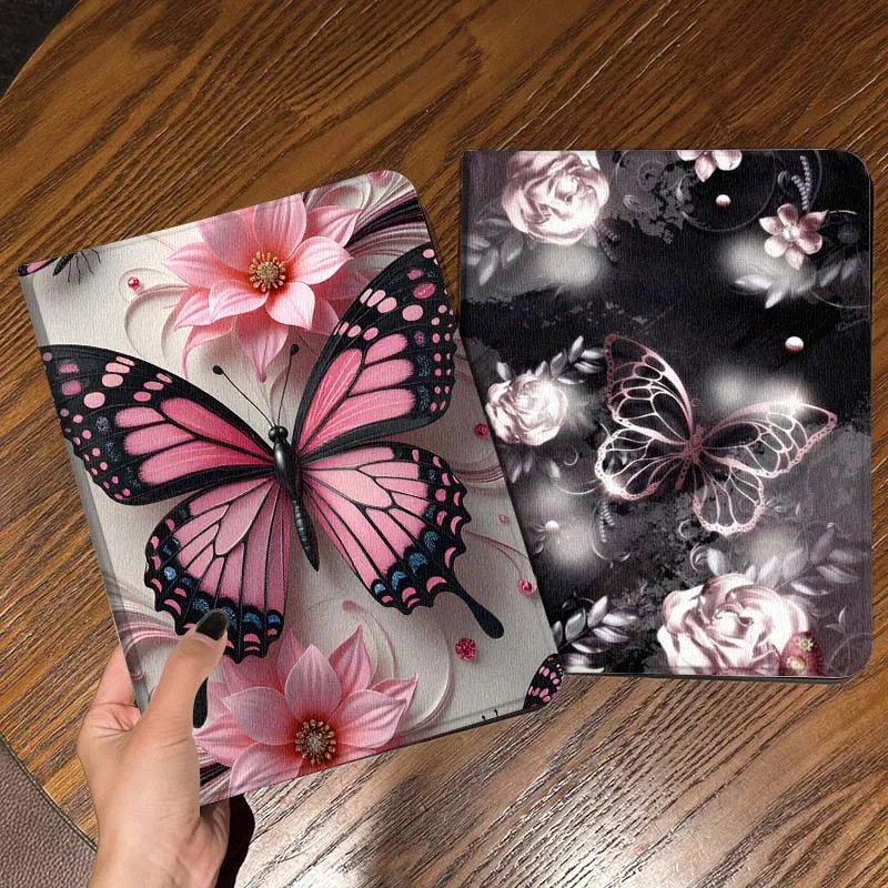 

Pink Butterfly Flower Art Tablet Case For Samsung Galaxy Tab S7 S8 S9 S10 FE Lite Gift