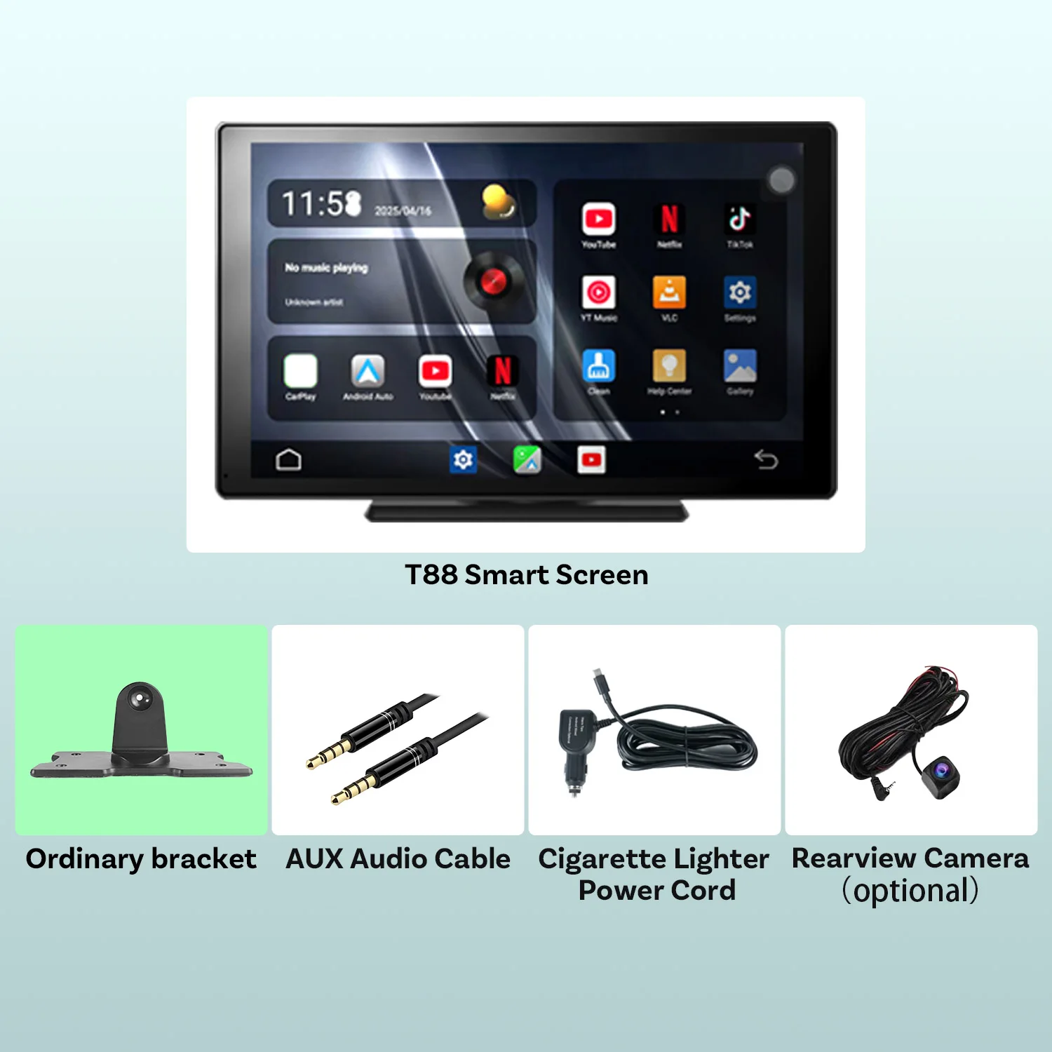 Ottocast Express Android Auto Touchscreen 9 "Draadloze CarPlay Android Auto voor Netflix Youtuber Tik Tok Algemene auto-accessoires