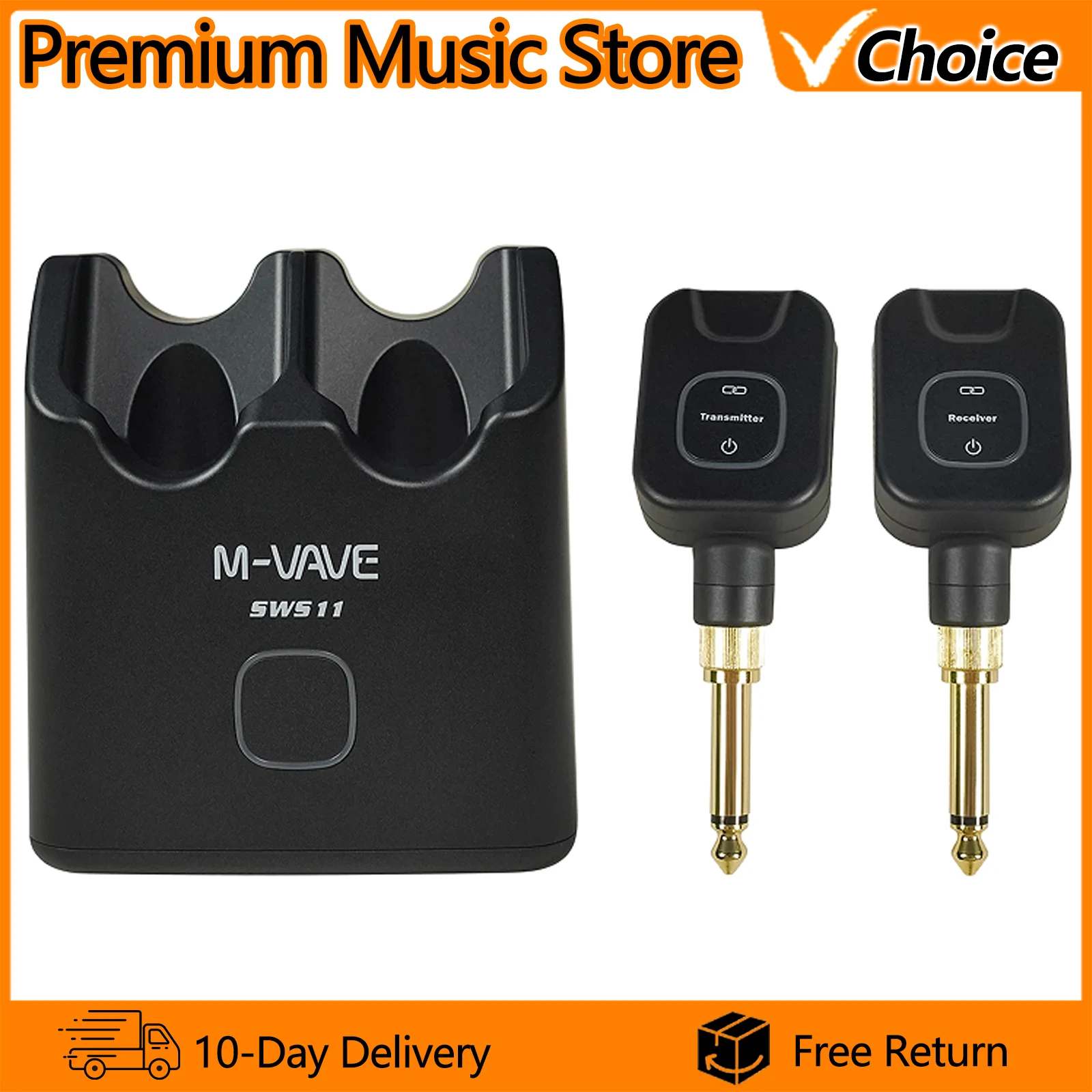 

M-VAVE SWS11 5.8GHz Wireless Audio Transmission System/4.6ms Low Latency/24Bit/48kHz HD Sound/30m Range/Guitar System
