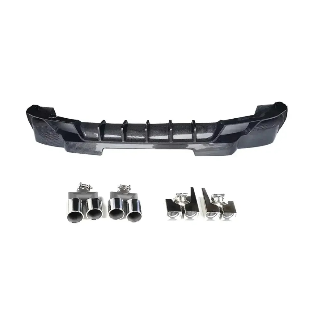 Comfort Luxury Carbon Fiber Rear Bumper Diffuser With Exhaust Tips 2020-2023 For Land Rover Defender 110